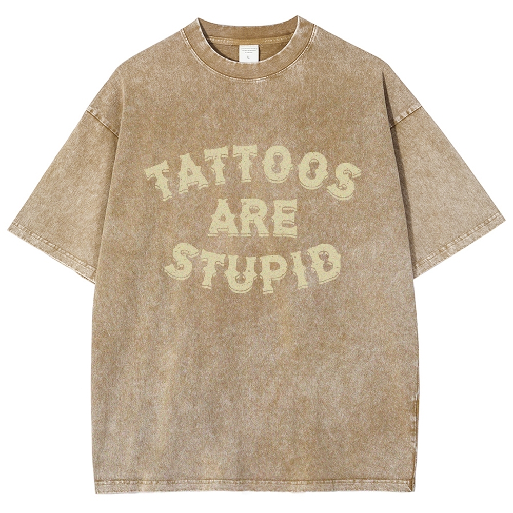 Tattoos are Stupid Vintage Snowflake Washed T-Shirt-moweekender