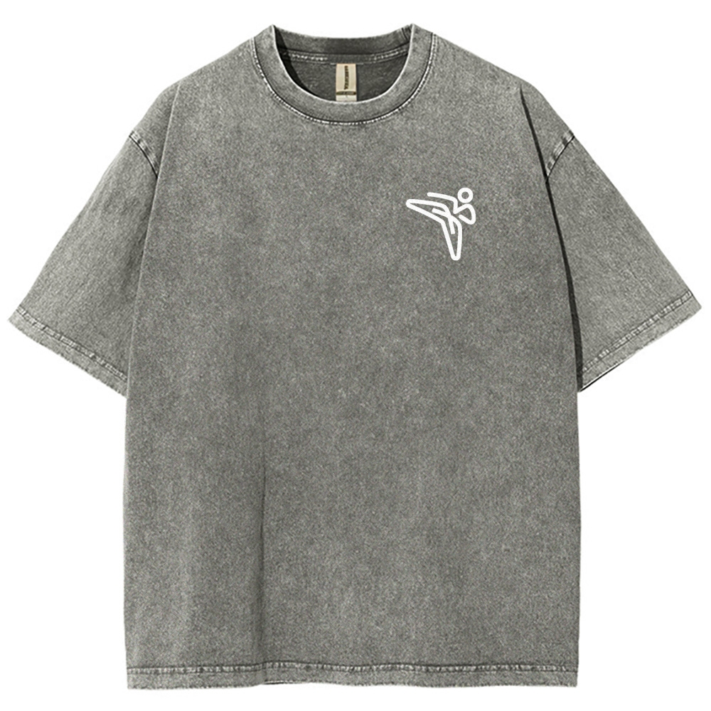 Taekwondo Pattern Washed Vintage Short Sleeves T-Shirt-moweekender