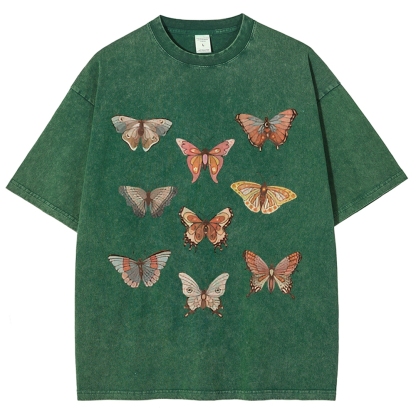 Butterfly Specimen Vintage Snowflake Washed T-Shirt-moweekender