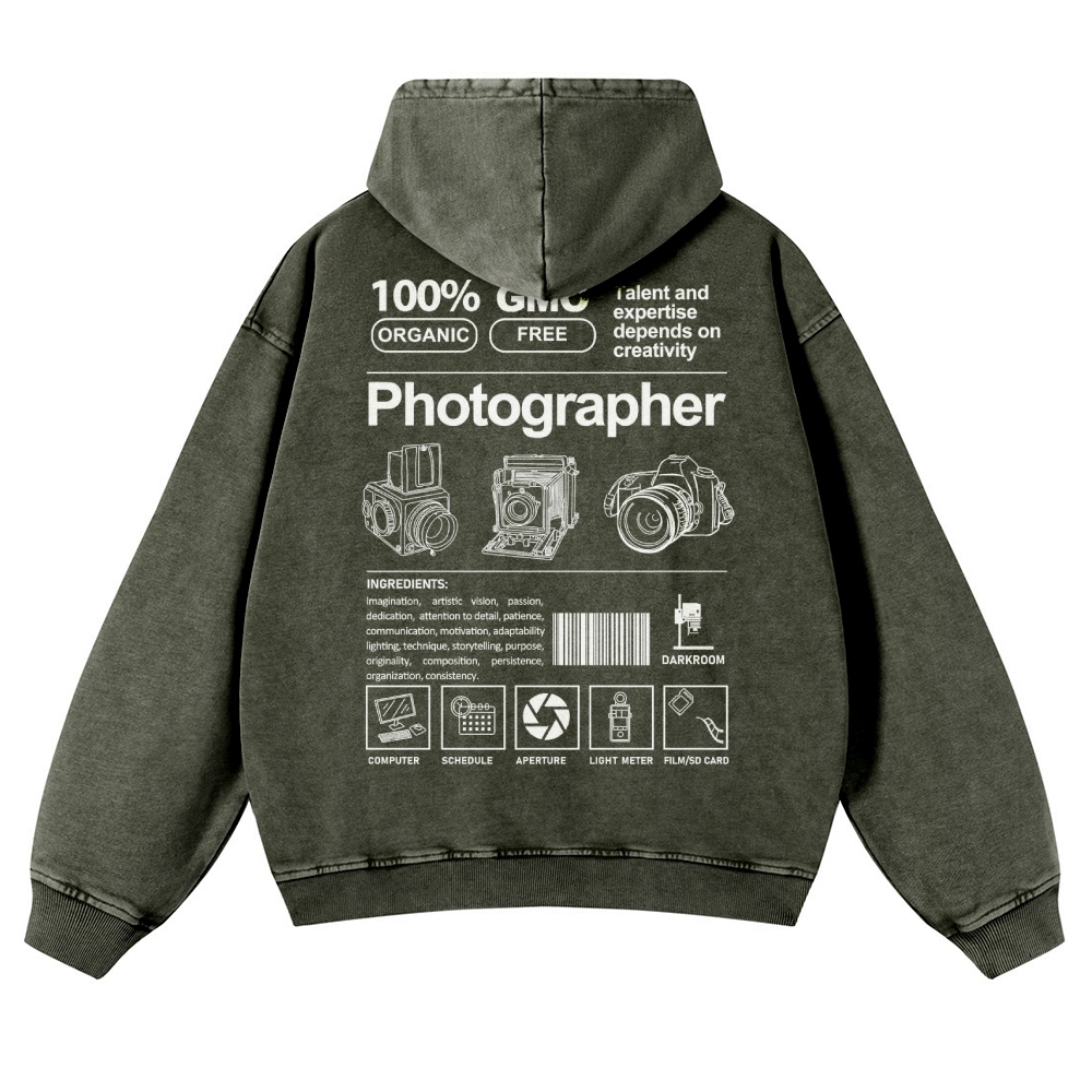 Photographer Casual Washed Hoodie