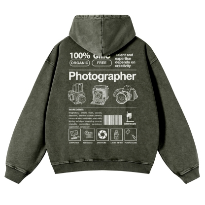 Photographer Casual Washed Hoodie