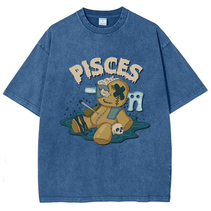 Pisces Vintage Snowflake Washed T-Shirt-moweekender