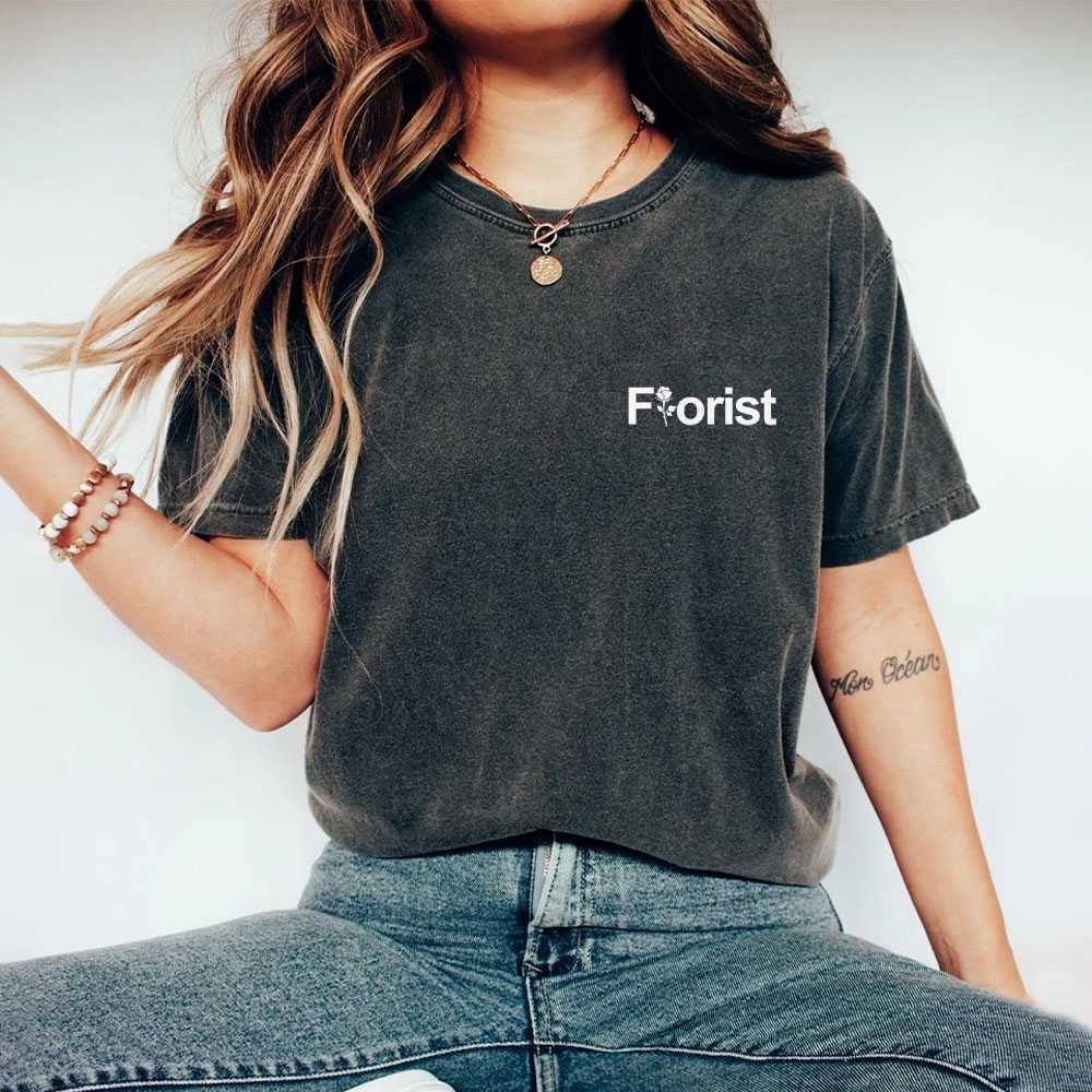 Florist Pattern Washed Vintage Short Sleeves T-Shirt-moweekender