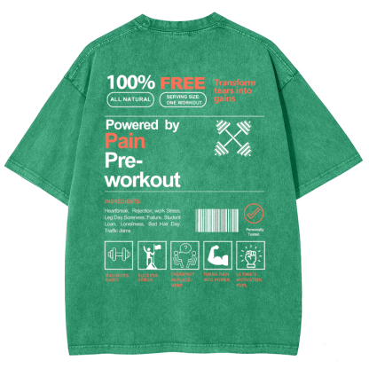 Powered By Painpre-Workout Unisex Fit Washed Oversized T-Shirt-moweekender