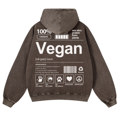 Vegan Printed Vintage Washed Hoodie-moweekender