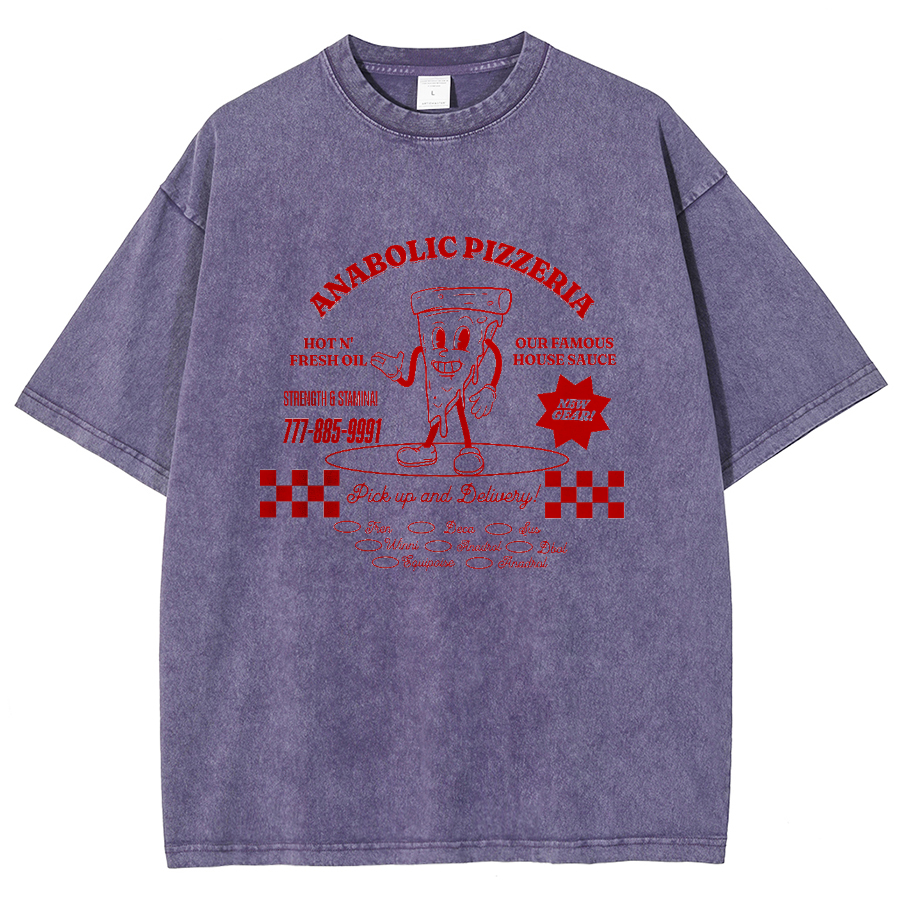Anabolic Pizza Unisex Washed Oversized T-Shirt-moweekender
