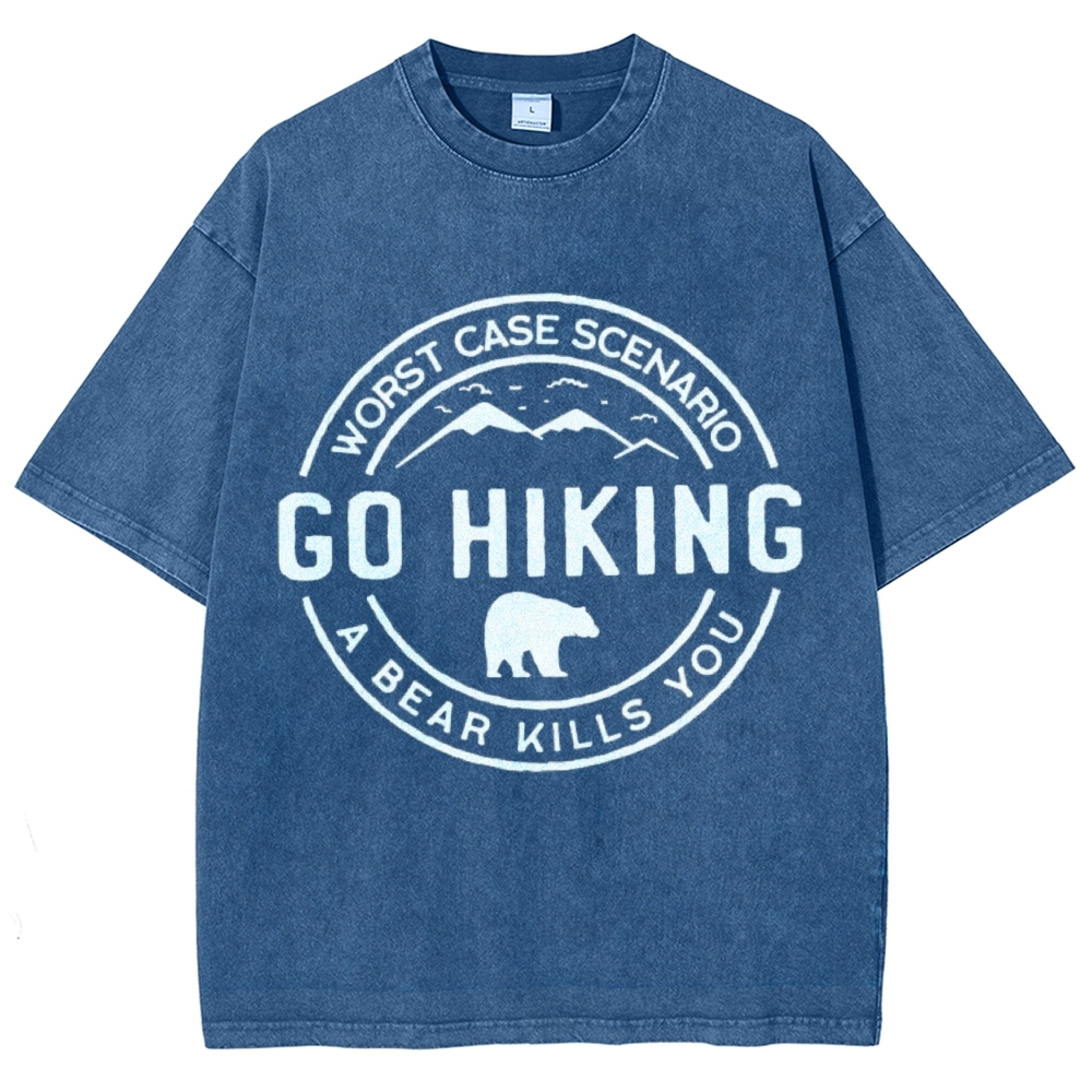 Go Hiking Vintage Snowflake Washed T-Shirt-moweekender