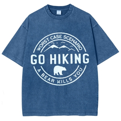 Go Hiking Vintage Snowflake Washed T-Shirt-moweekender