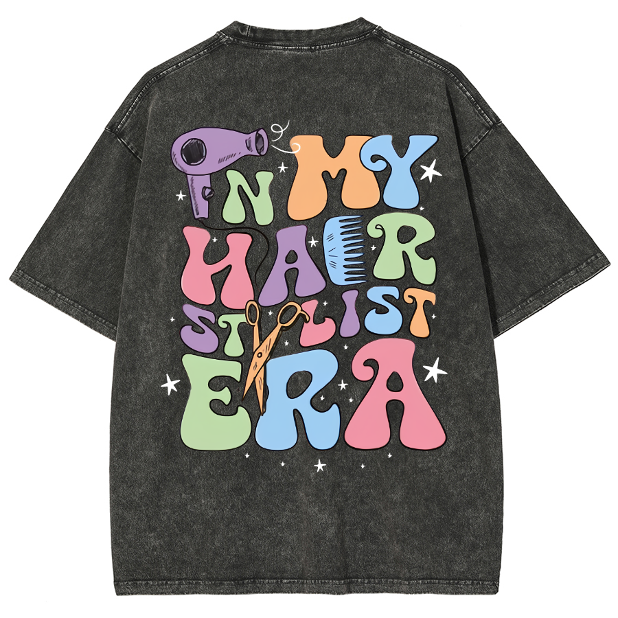 In My Hair Stylist Era Unisex Fit Washed T-Shirt-moweekender