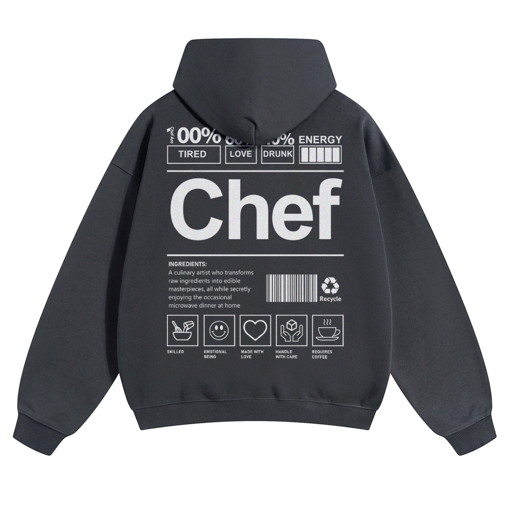 Chef Are 100%Tired 60%Love 40%Drunk Solid Color Hoodie