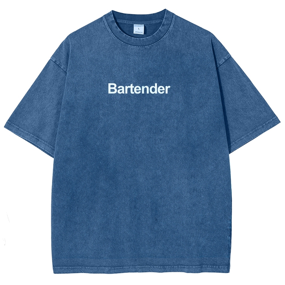 Bartender Printed Washed Vintage Short Sleeves T-Shirt-moweekender