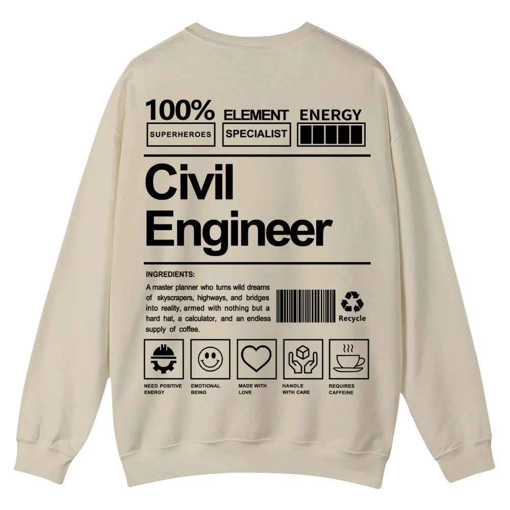 Civil Engineer Pattern Crew Neck Sweatshirt-moweekender