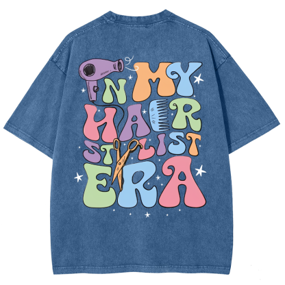 In My Hair Stylist Era Unisex Fit Washed T-Shirt-moweekender