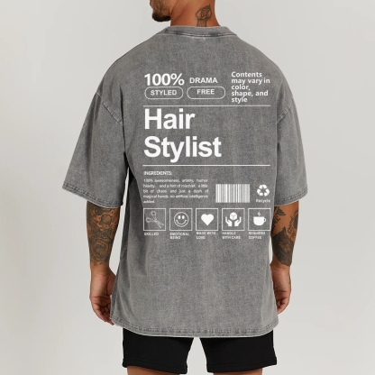 Hair Stylist Washed Vintage Short Sleeves T-Shirt-moweekender