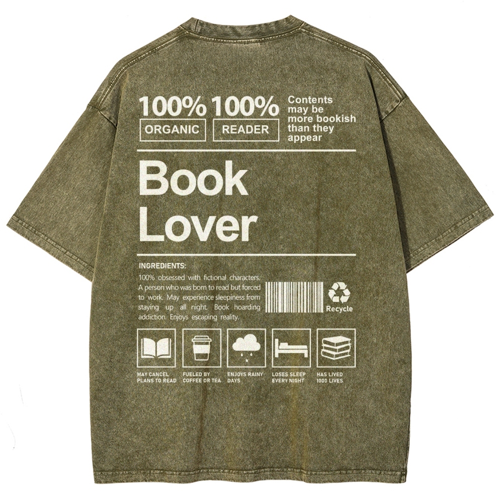 Book Lover Unisex Fit Washed T-Shirt-moweekender