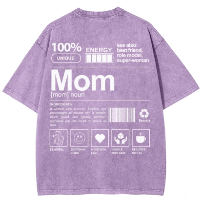 Mom Pattern Washed Vintage Short Sleeves T-Shirt-moweekender