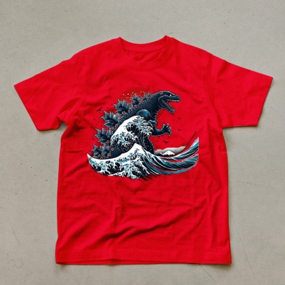 Godzilla Wave Ukiyoe Pattern Unisex Prints T-Shirt-moweekender