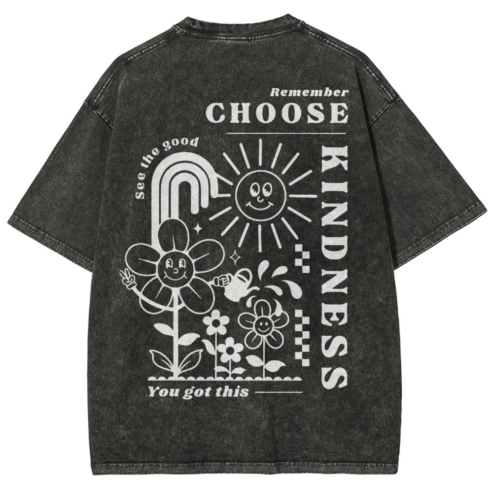 Kindness Vintage Snowflake Washed T-Shirt-moweekender