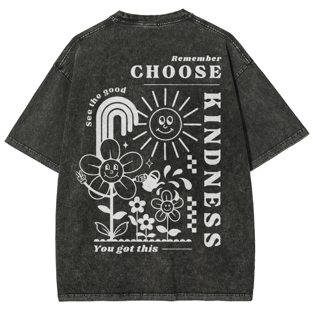 Kindness Vintage Snowflake Washed T-Shirt-moweekender