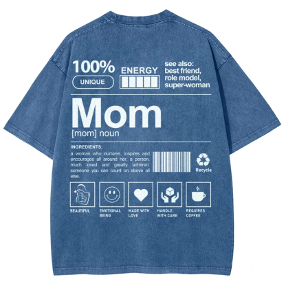 Mom Pattern Washed Vintage Short Sleeves T-Shirt-moweekender