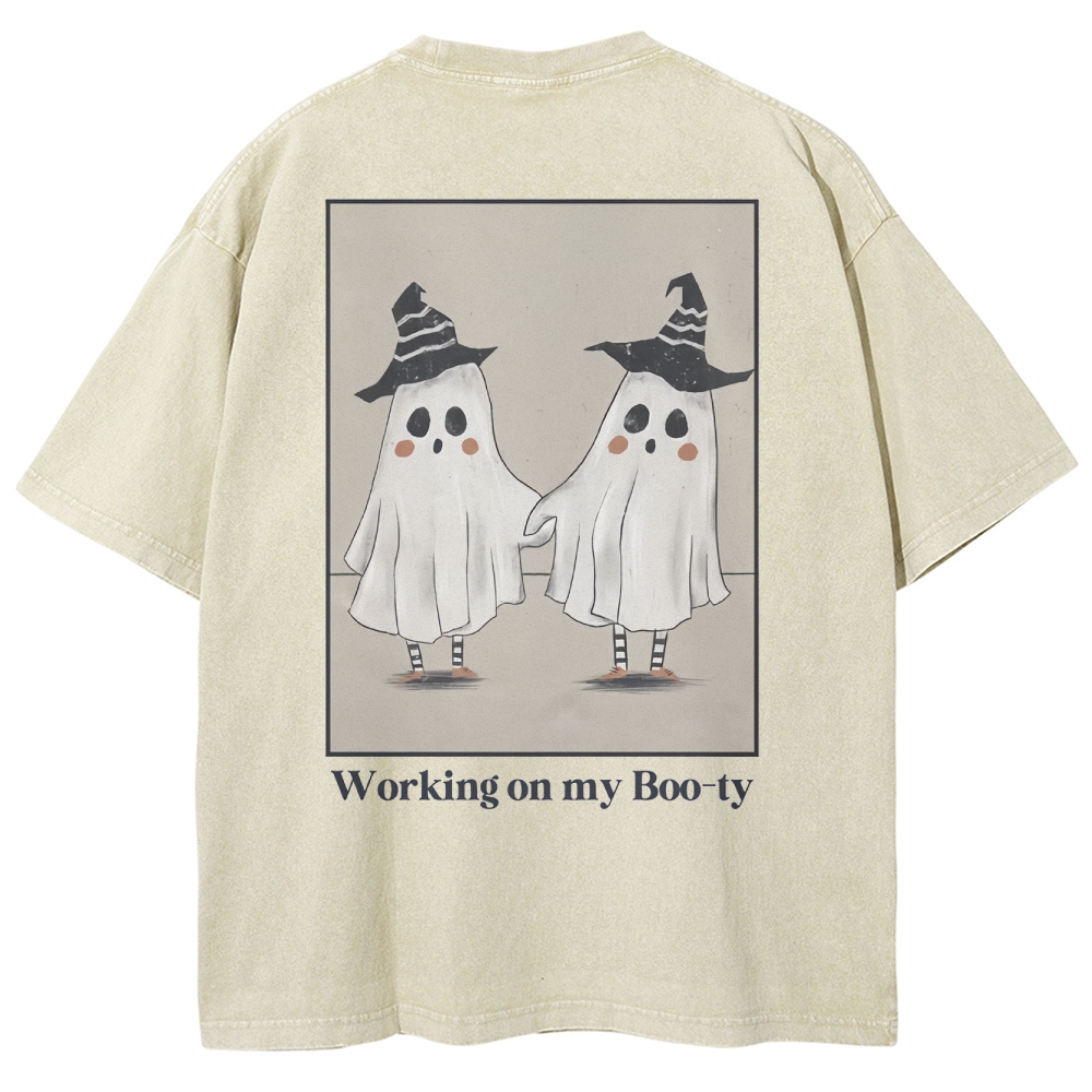 Working On My Booty Vintage Snowflake Washed T-Shirt-moweekender