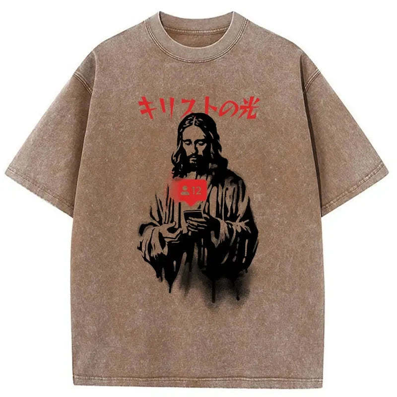 The Light Of Christ Washed Vintage T-Shirt-moweekender