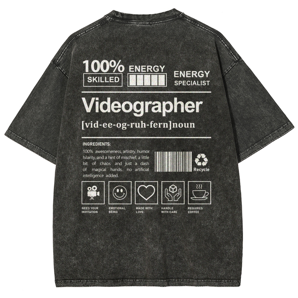 Videographer Unisex Fit Washed T-Shirt-moweekender