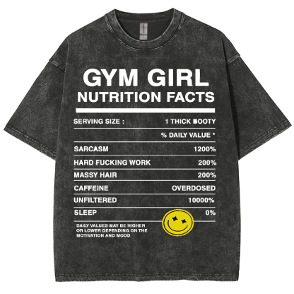 Gym Girly Nutrition Facts Unisex Fit Washed Oversized T-Shirt-moweekender