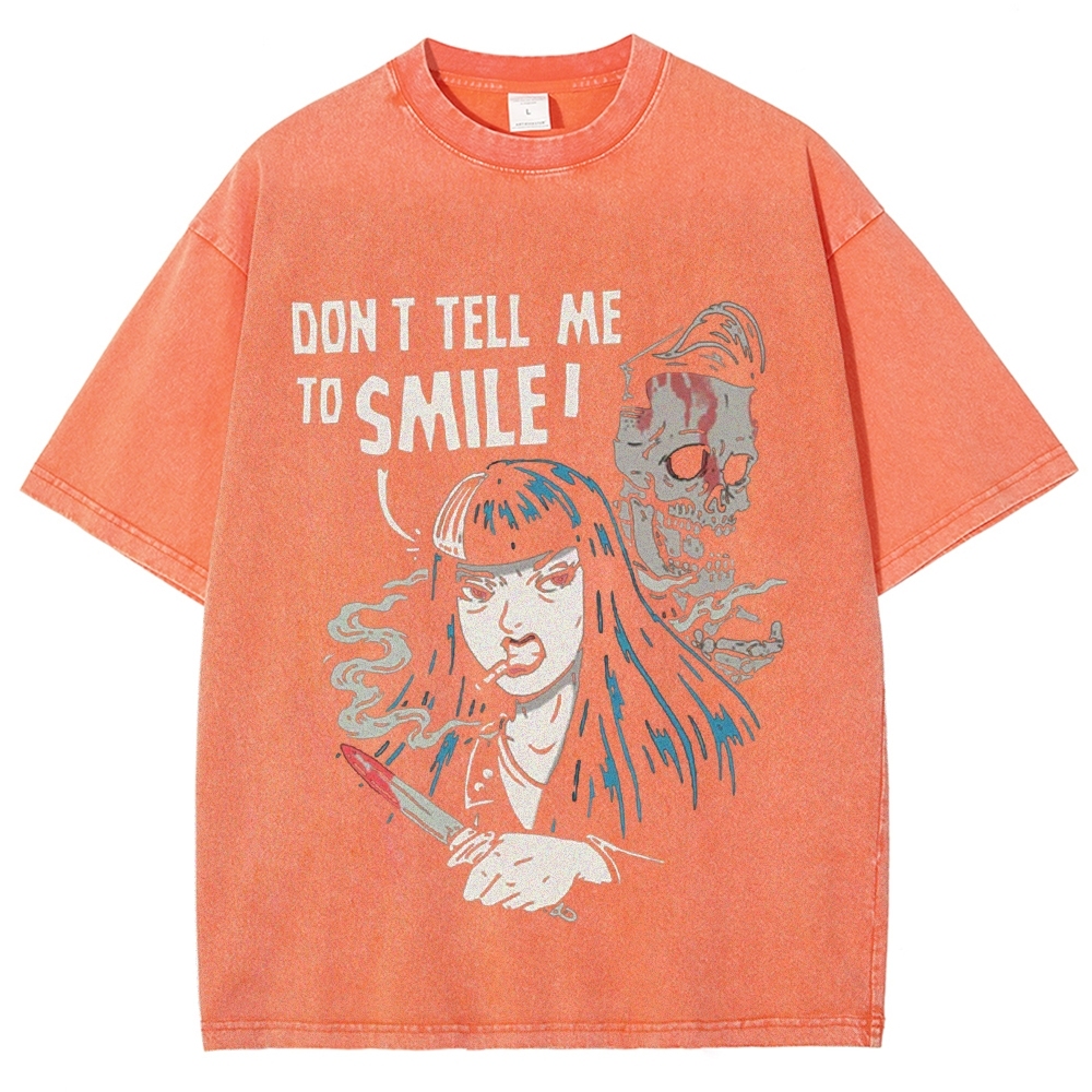 Don'T Tell Me To Smile Vintage Snowflake Washed T-Shirt-moweekender