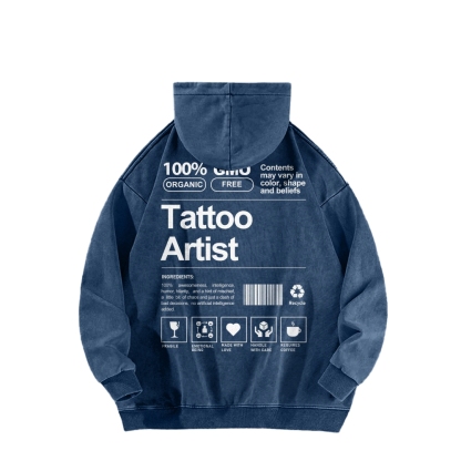 Tattoo Artist Casual Washed Hoodie-moweekender