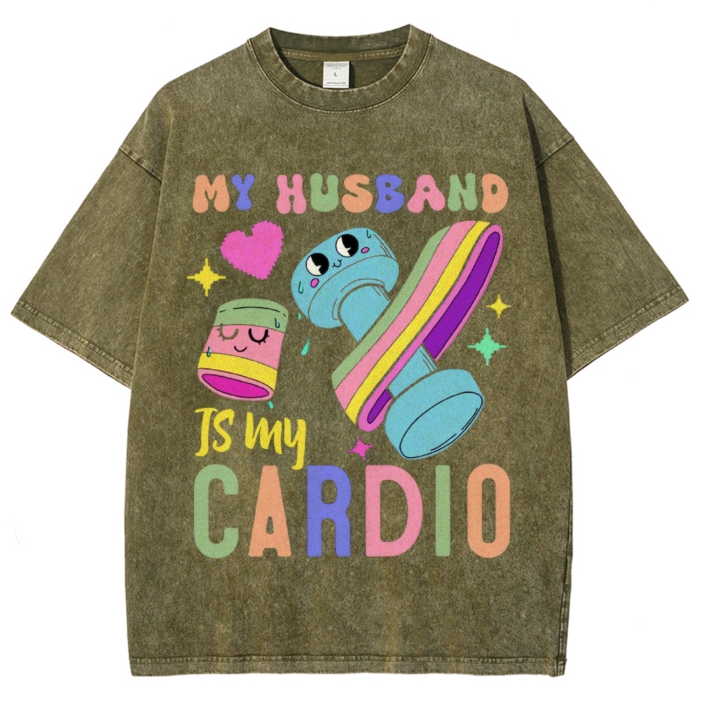My Husband Is My Cardio Vintage Snowflake Washed T-Shirt-moweekender