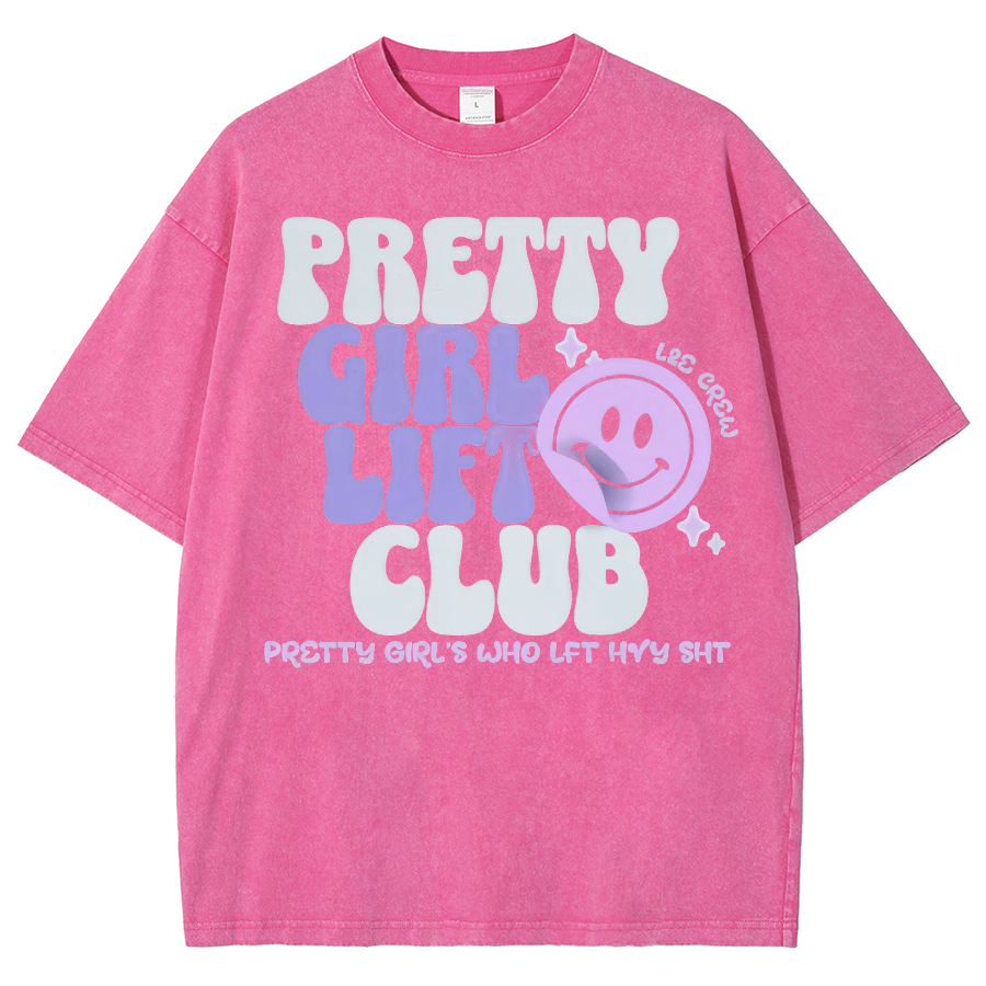 Pretty Girl Lift Club Unisex Fit Washed Oversized T-Shirt-moweekender