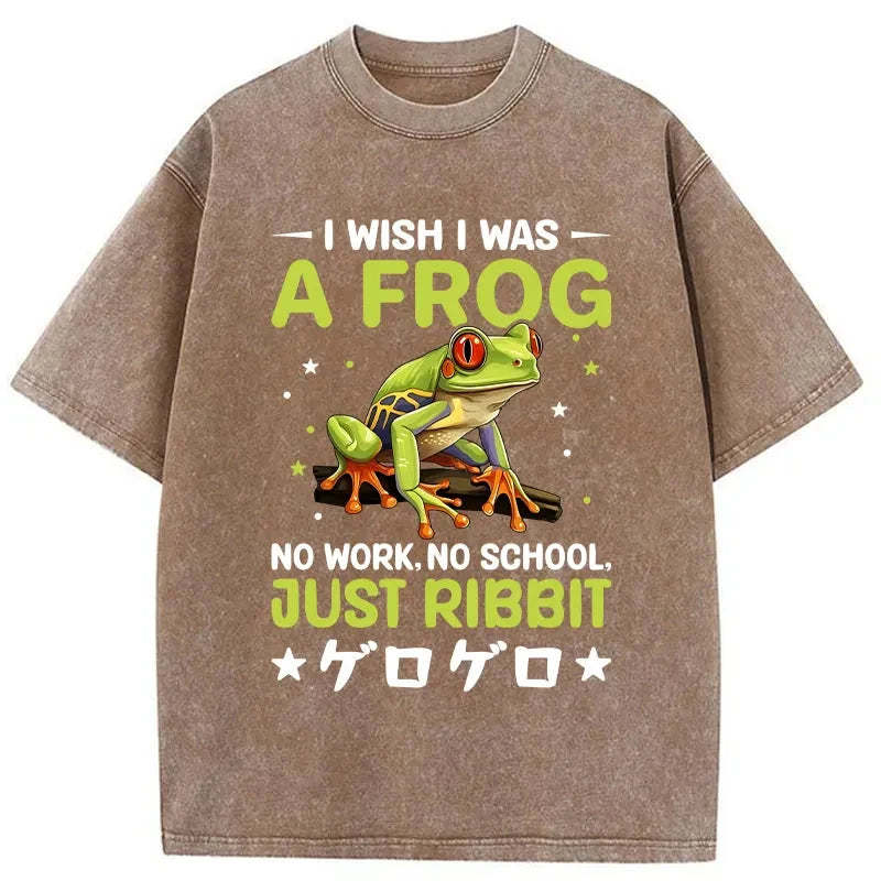 I Wish I Was A Frog Washed Vintage T-Shirt-moweekender