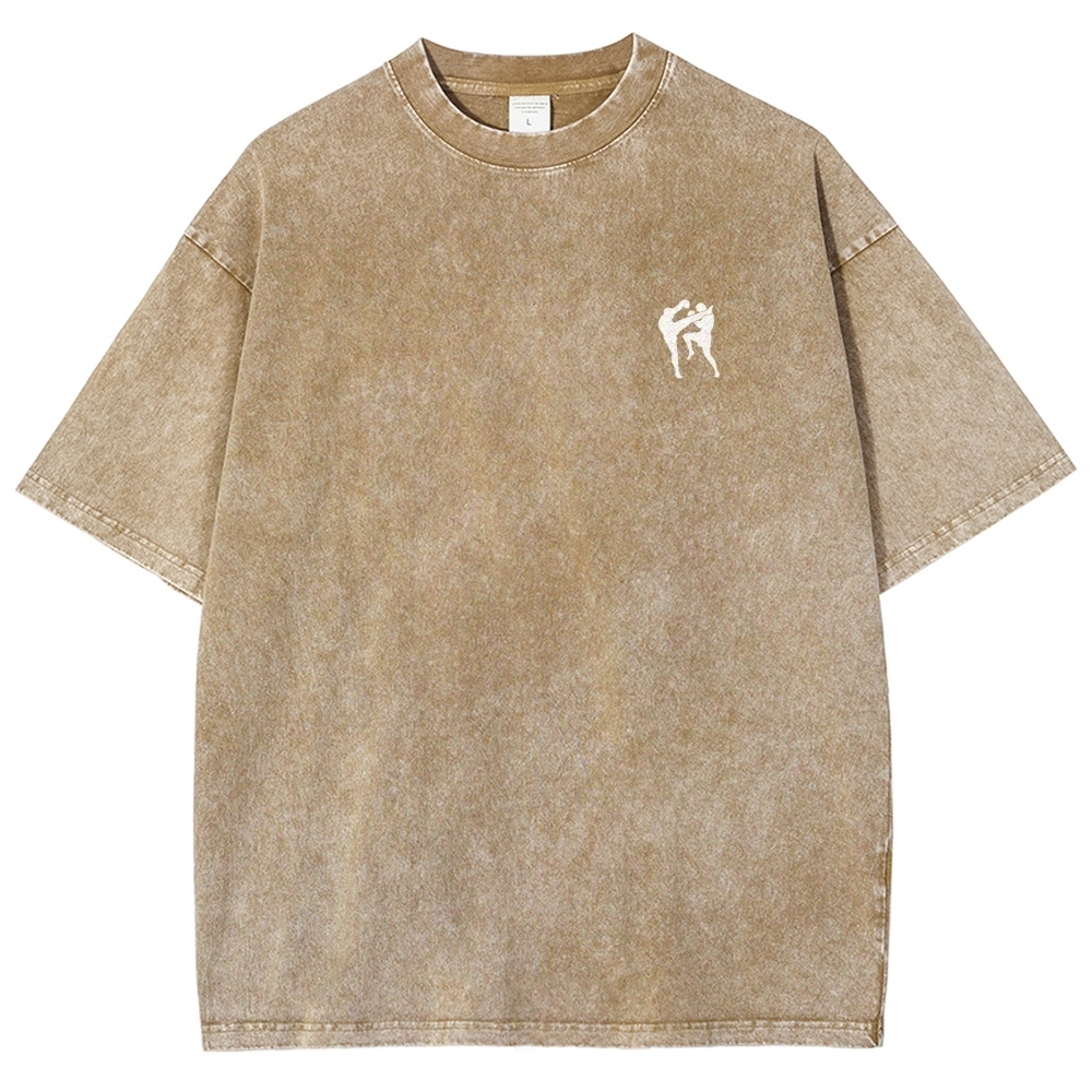 Muay Thai Pattern Washed Vintage Short Sleeves T-Shirt-moweekender