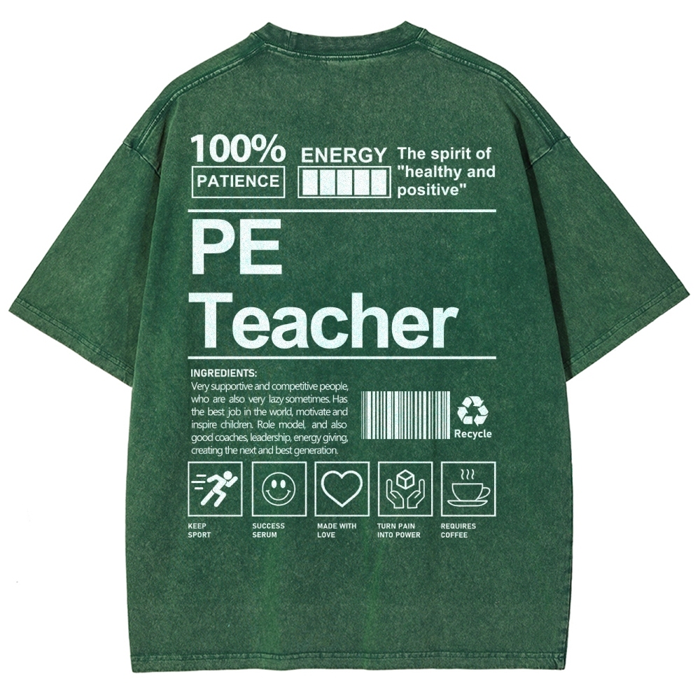 PE Teacher Unisex Fit Washed T-Shirt-moweekender