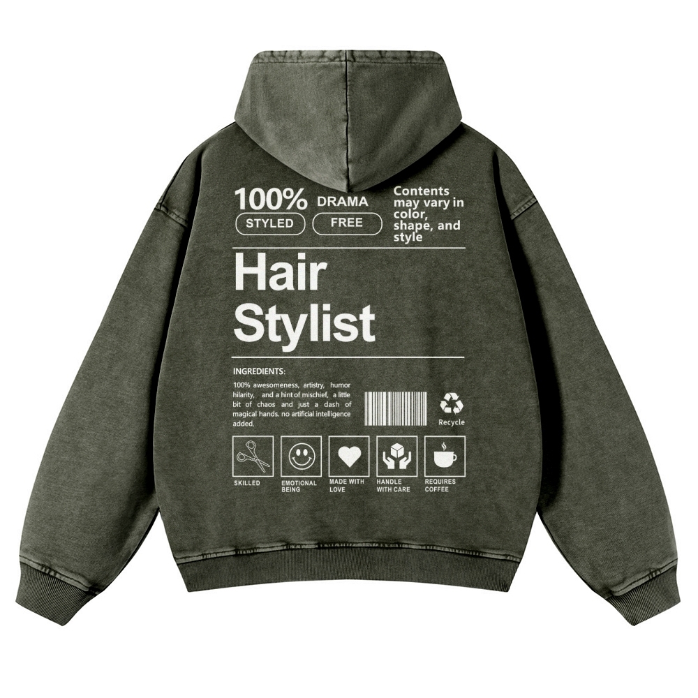 Hair Stylist Vintage Washed Hoodie-moweekender