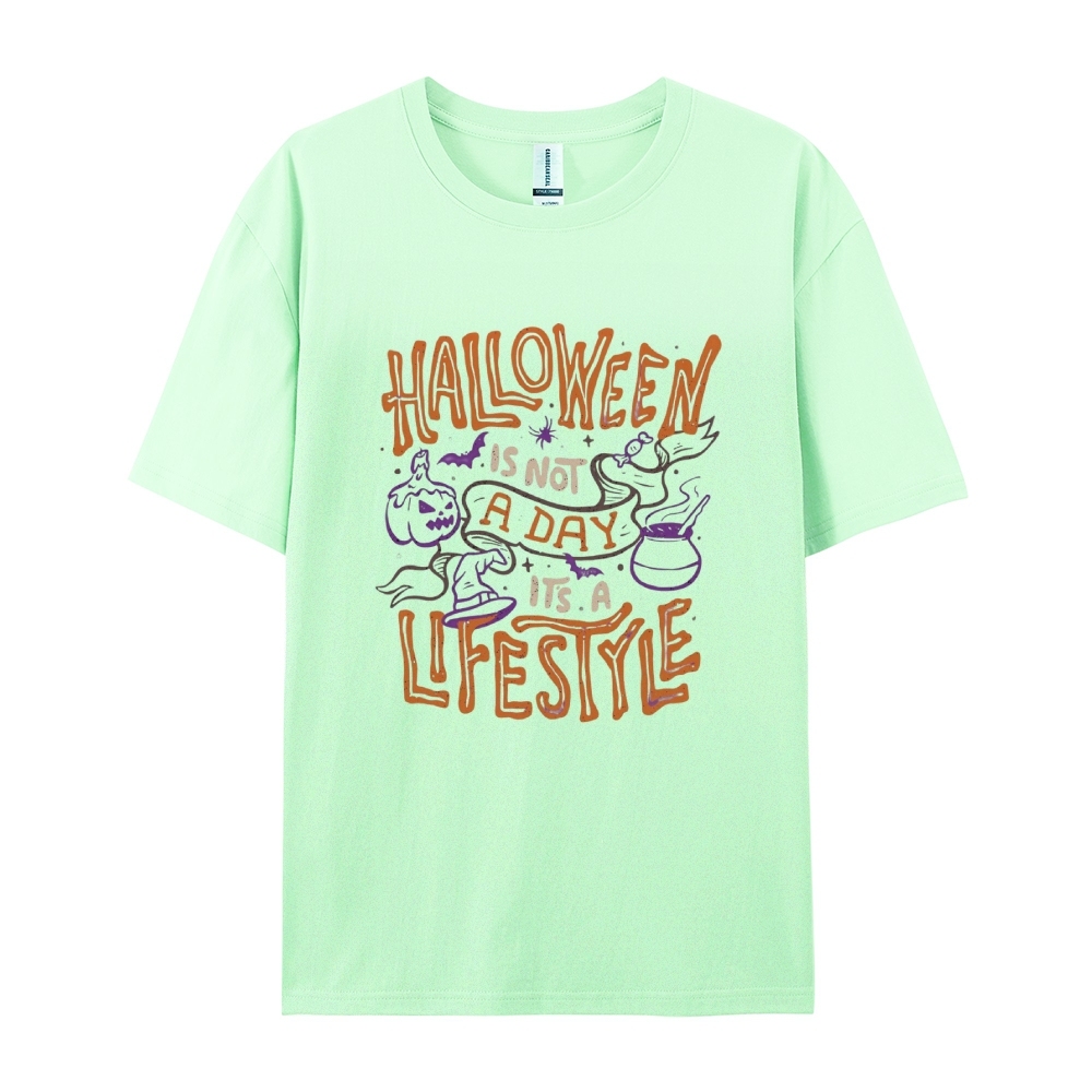 Halloween is life Cotton Short-Sleeved T-Shirt-moweekender
