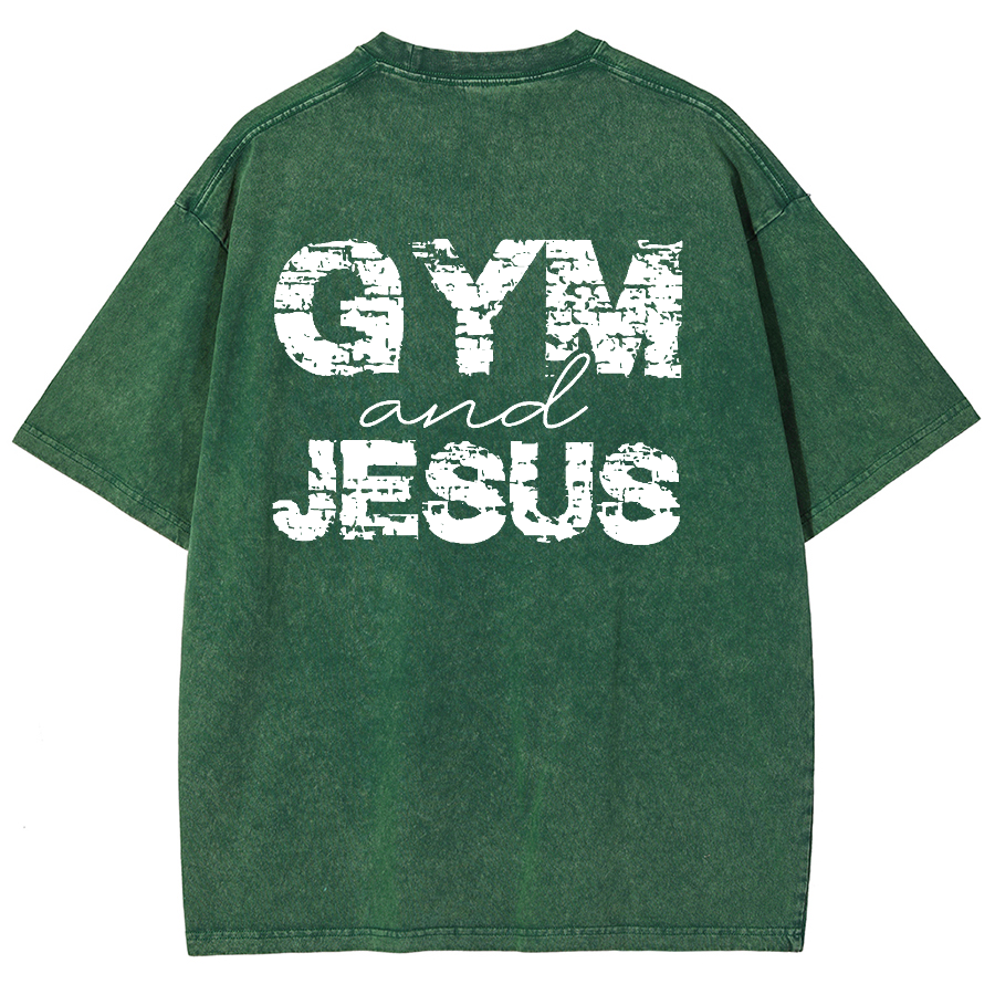 Gym And Jesus Unisex Fit Washed Oversized T-Shirt-moweekender