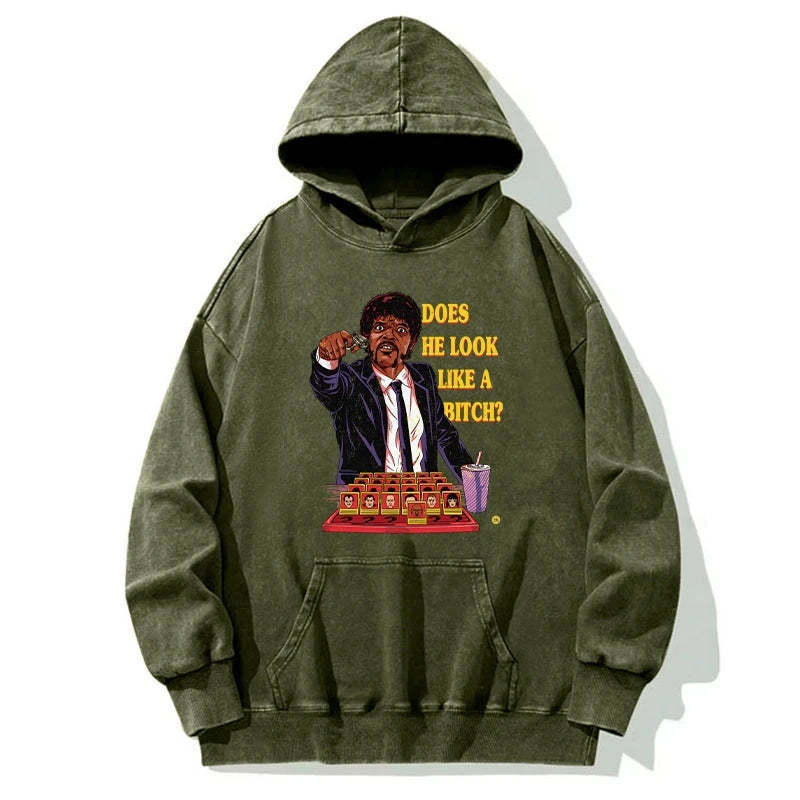 Does He Look Like a B*tch Washed Vintage Hoodie-moweekender