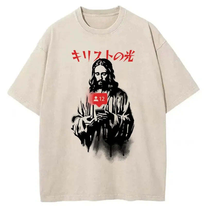 The Light Of Christ Washed Vintage T-Shirt-moweekender