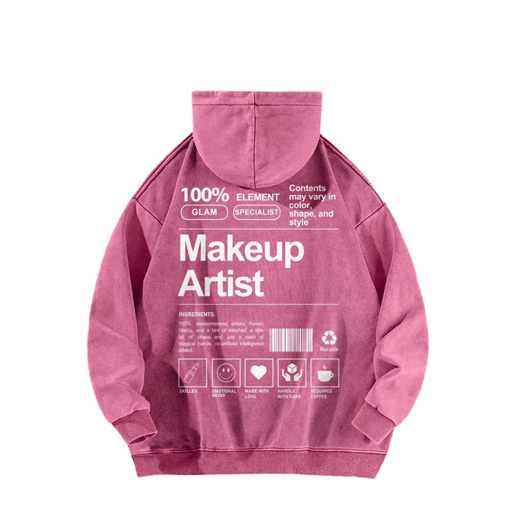 Makeup Artist Casual Washed Hoodie-moweekender