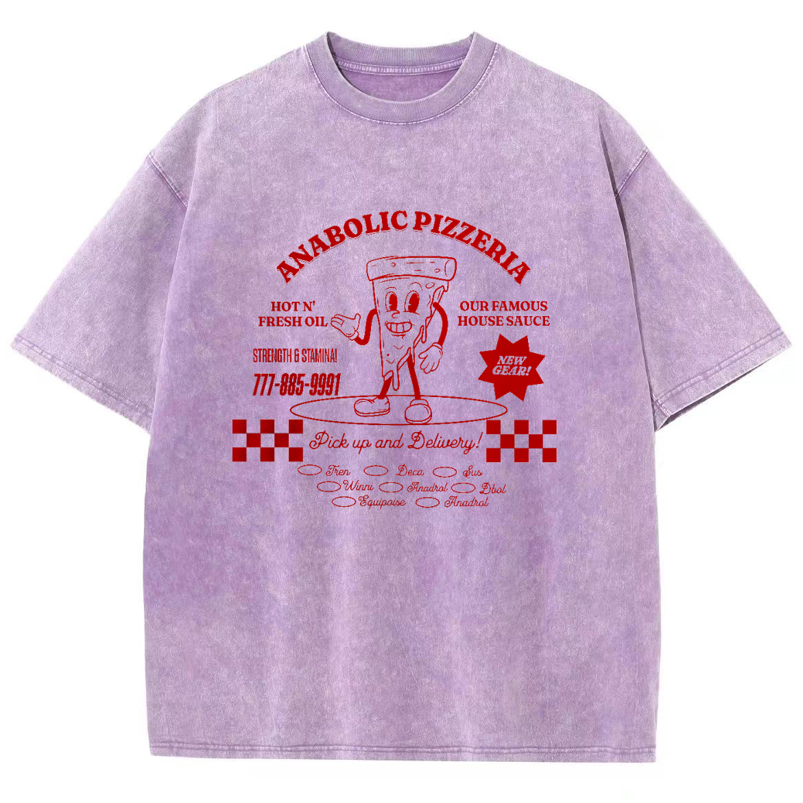 Anabolic Pizza Unisex Washed Oversized T-Shirt-moweekender