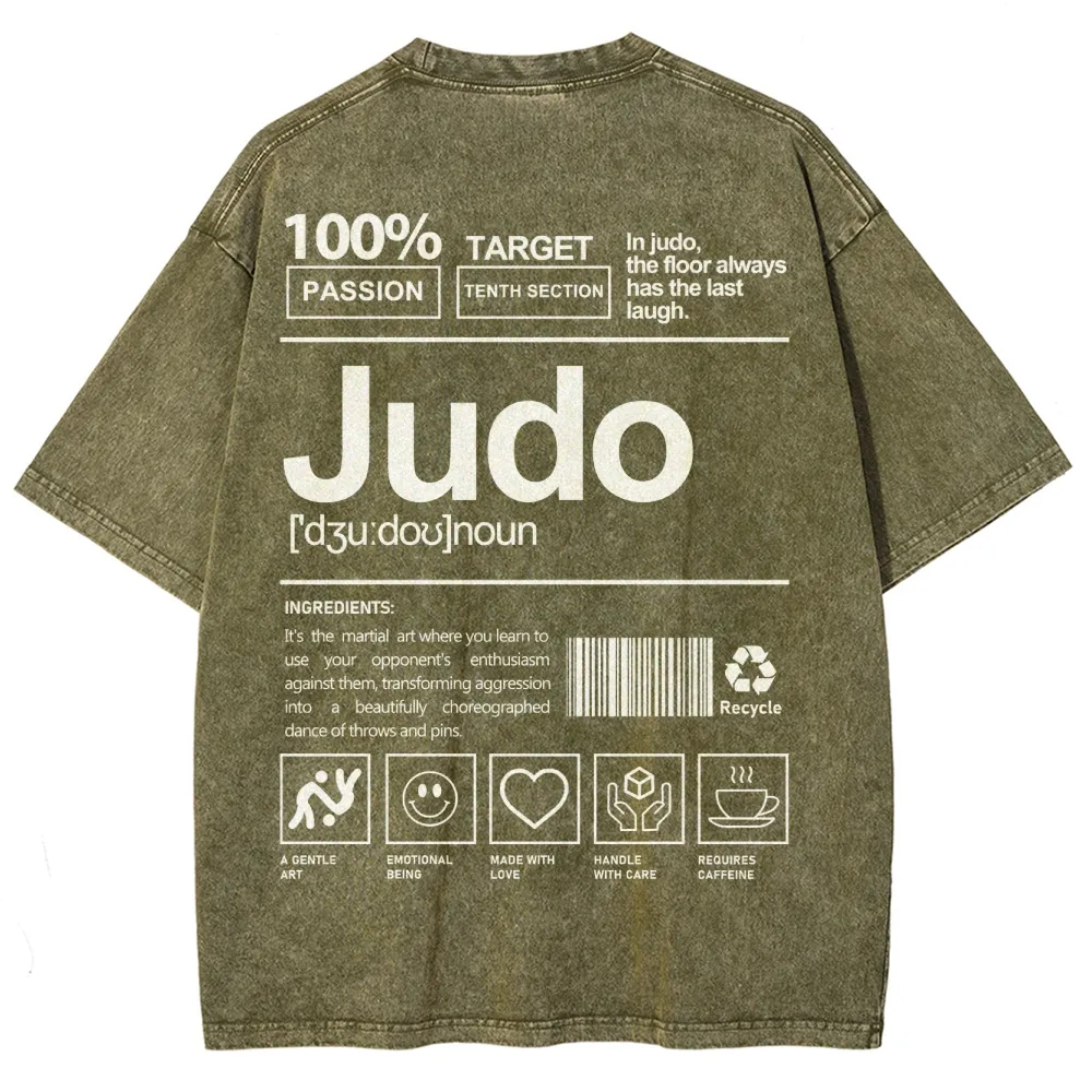 Judo Pattern Washed Vintage Short Sleeves T-Shirt-moweekender