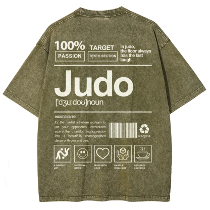 Judo Pattern Washed Vintage Short Sleeves T-Shirt-moweekender