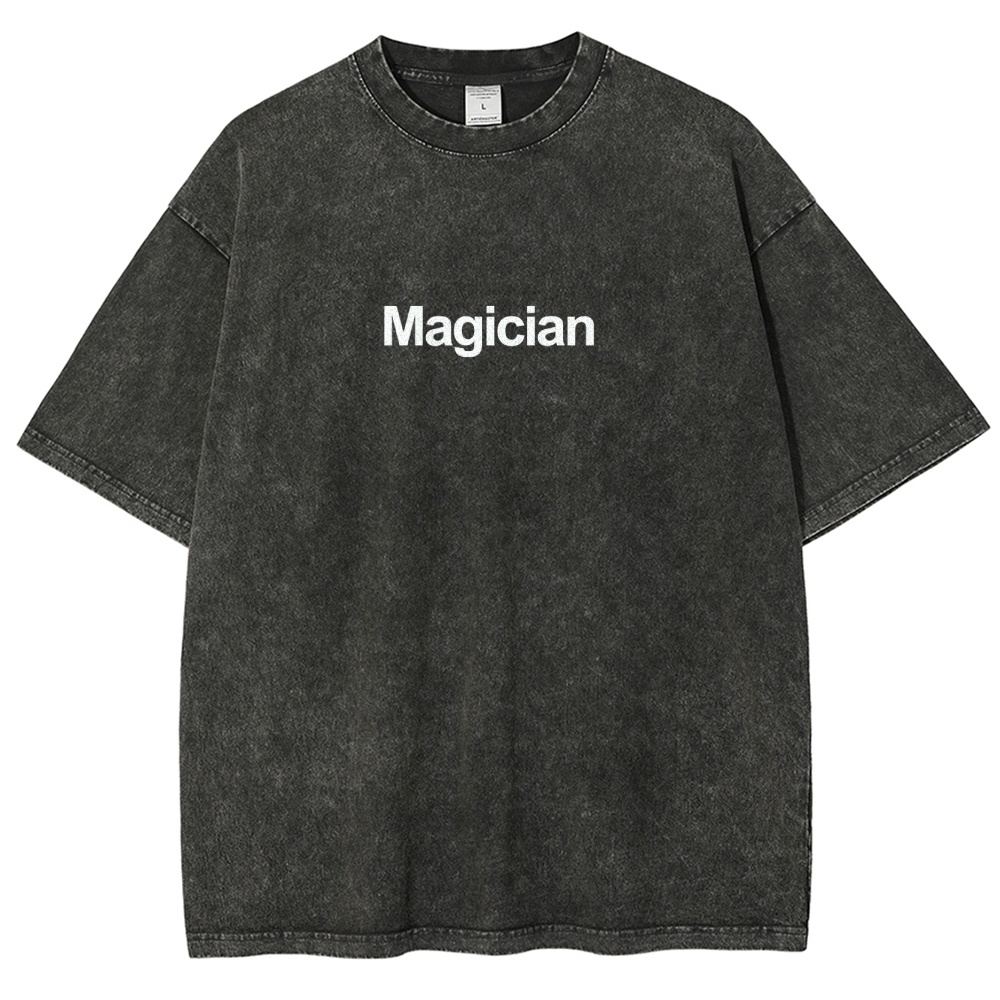 Magician Pattern Washed Vintage Short Sleeves T-Shirt-moweekender