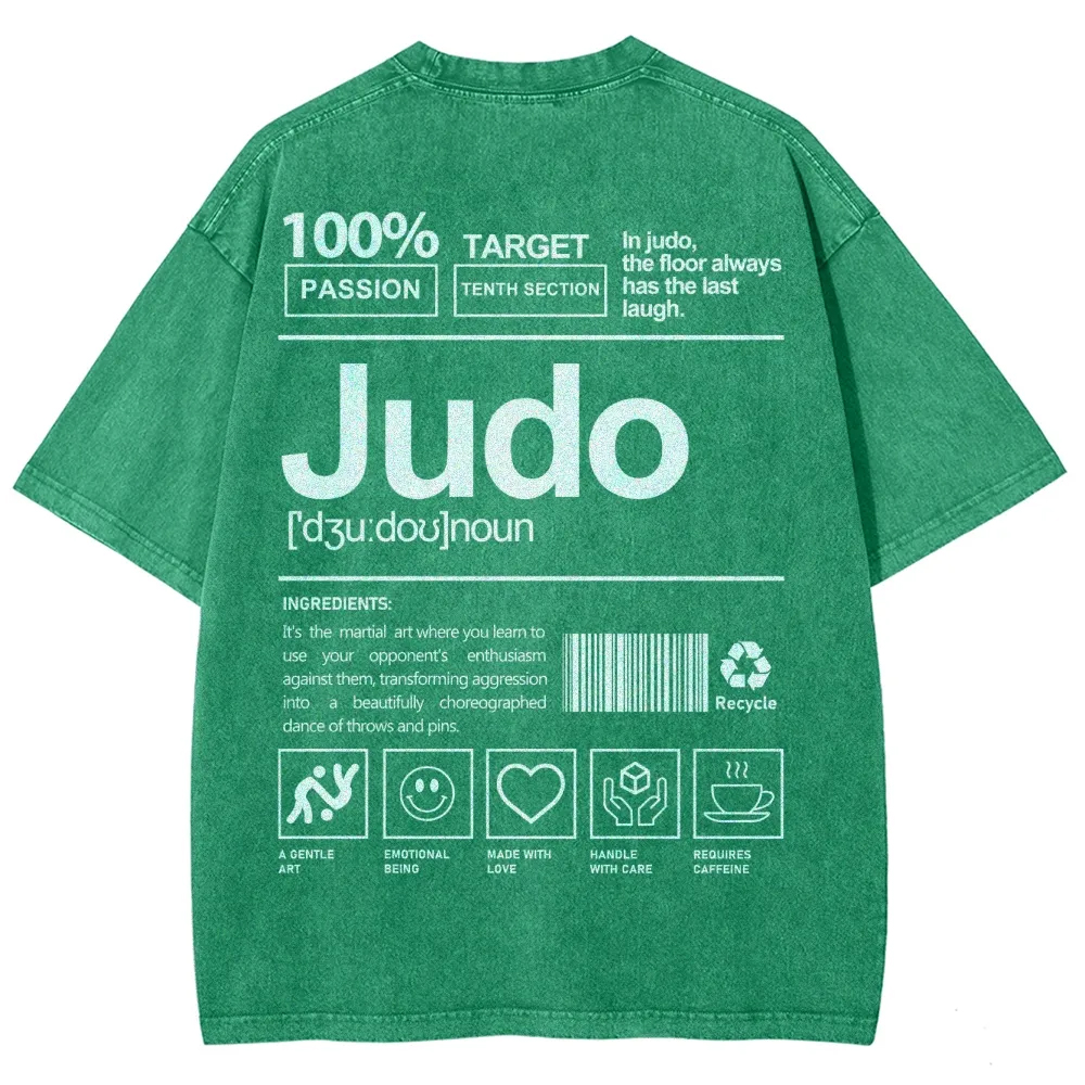 Judo Pattern Washed Vintage Short Sleeves T-Shirt-moweekender