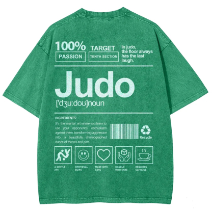 Judo Pattern Washed Vintage Short Sleeves T-Shirt-moweekender