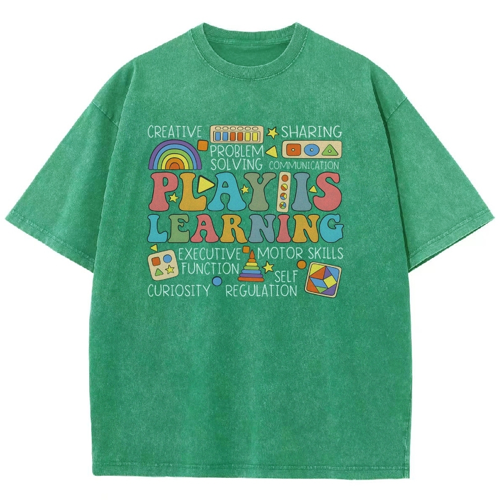 Play Is Learning Unisex Fit Washed T-Shirt-moweekender