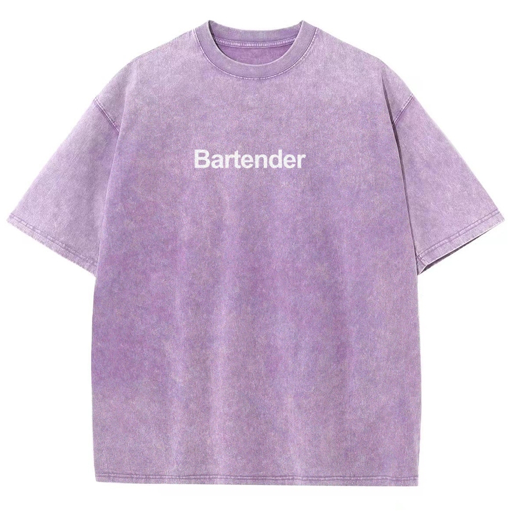 Bartender Printed Washed Vintage Short Sleeves T-Shirt-moweekender