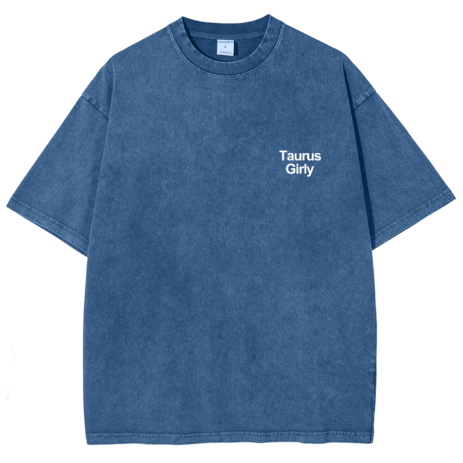 Taurus Girly Unisex Fit Washed T-Shirt-moweekender